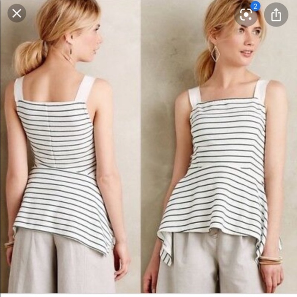 Green & White Striped Anthropologie Peplum Top